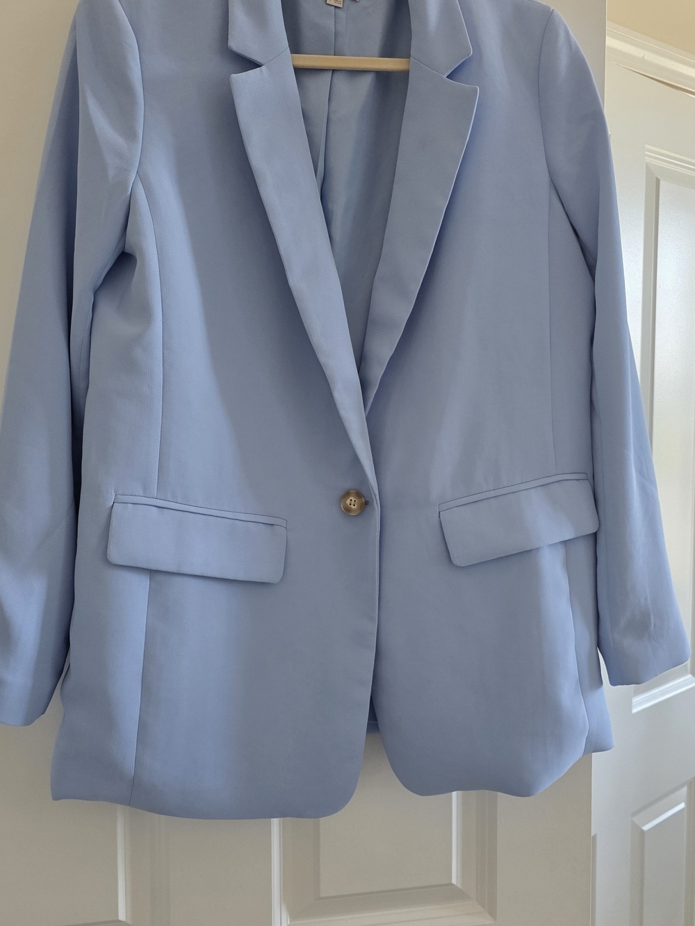 LOFT Light Blue Crepe Drape Relaxed Blazer - Picture 2 of 8